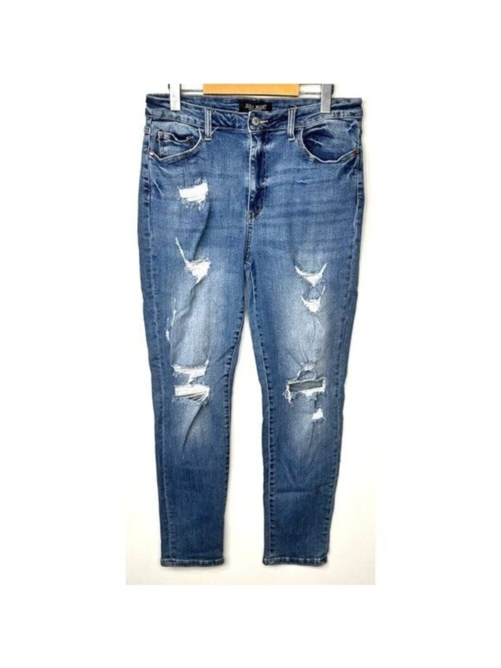 Judy Blue Boyfriend Jeans Womens 13/31 Distressed Stretch Denim High Rise Cuffed